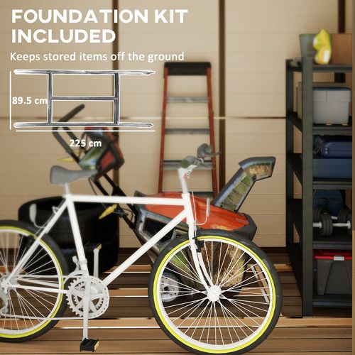 Outsunny 8 x 6ft Garden Shed Storage w/ Foundation Kit, Vents, Cream White