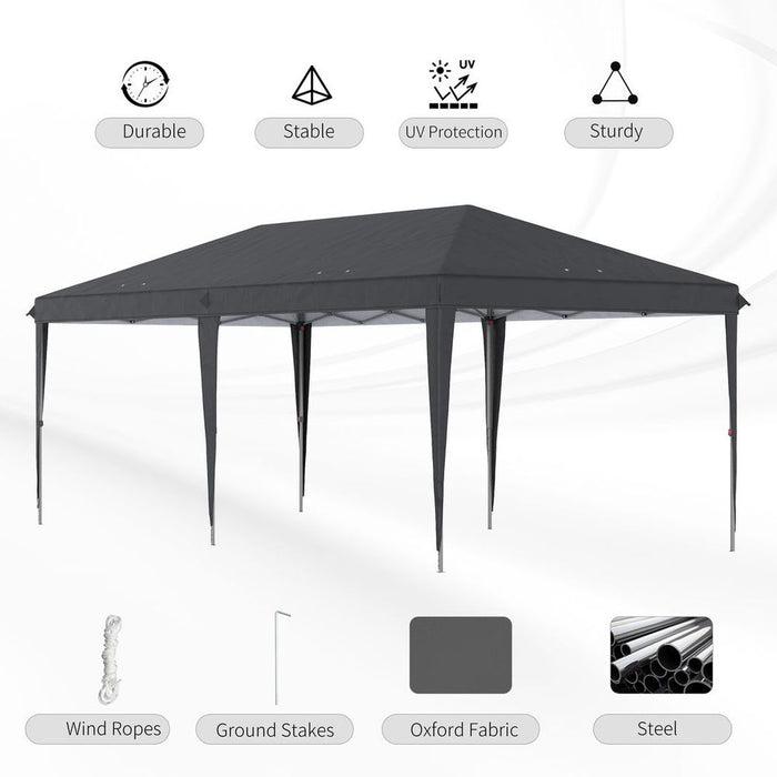 Premium 3x6m Black Pop Up Gazebo - Heavy Duty Canopy for Patio Parties & Events