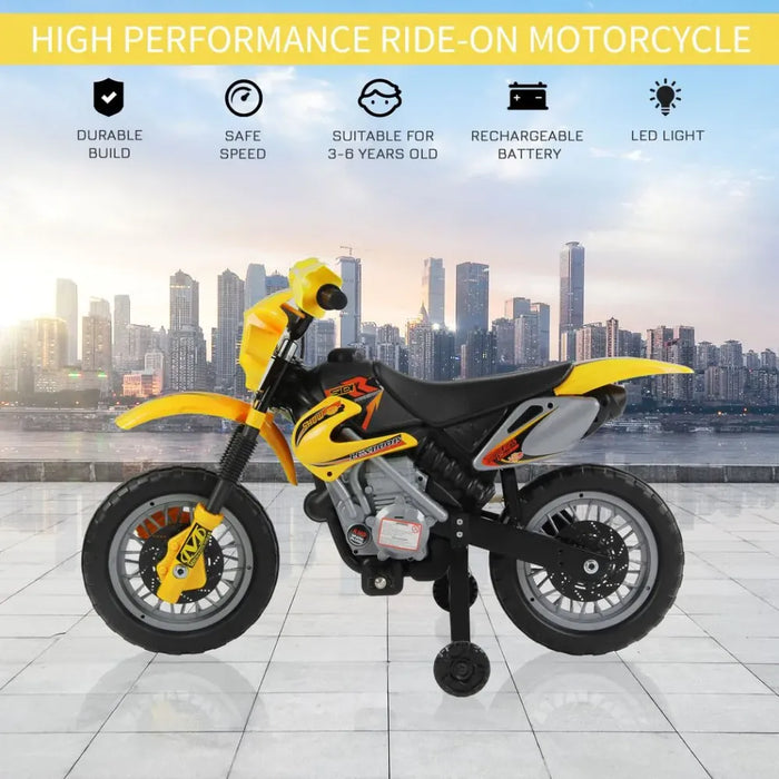 High-Quality Electric Ride-On Motorcycle for Kids - Yellow, 25kg Max Load, 25W Motor, 2.5km/h Speed, 45min Playtime