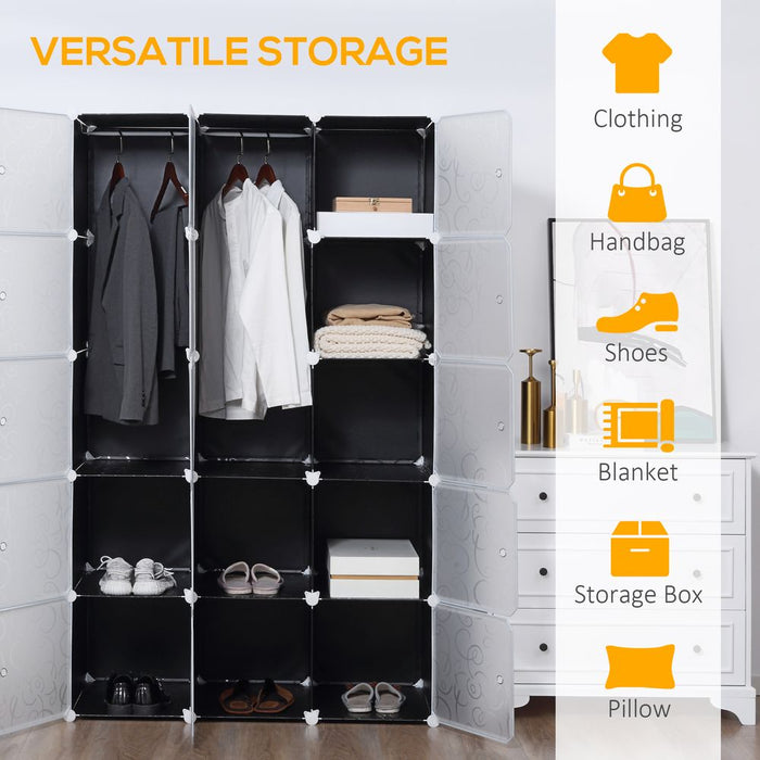 DIY Portable Wardrobe Closet, 111L x 47W x 183Hcm-Black/White