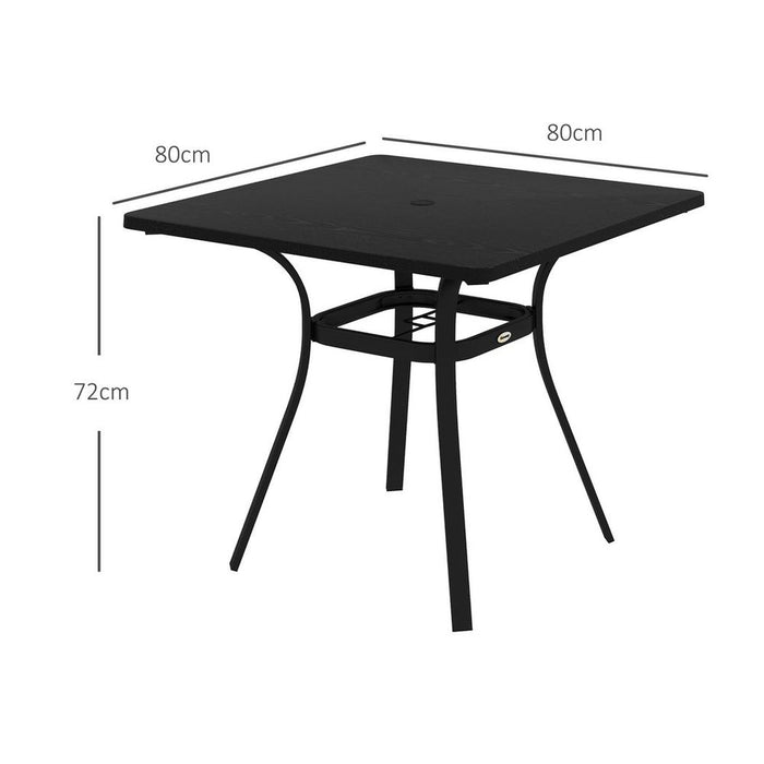 Outsunny Garden Table: Metal Top, Steel Frame for Balcony, Porch, Black