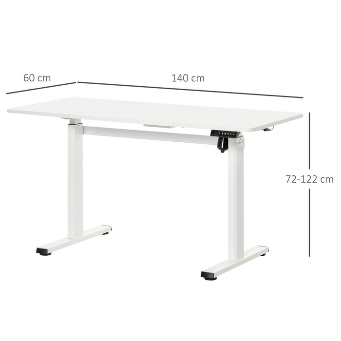 Vinsetto Electric Height Adjustable Standing Desk Sit Stand Desk with Large Desktop, Motor, Stand up Desk for Home Office, White