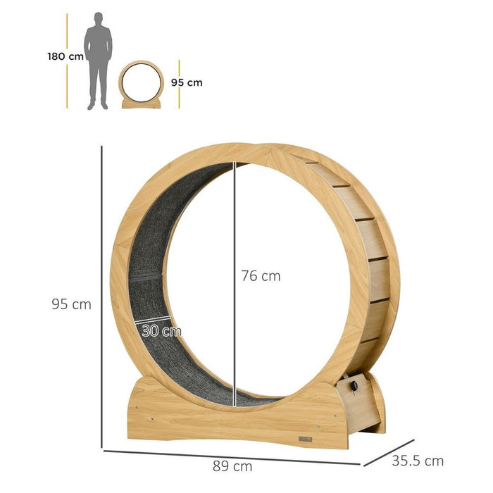 Cat Treadmill, Wooden Cat Running Wheel with Brake, Cat Exercise Wheel