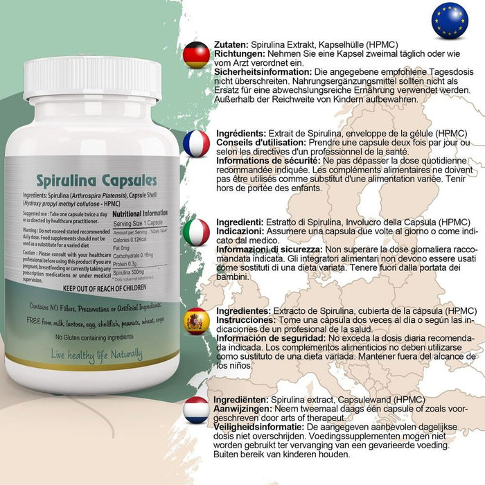 Premium Spirulina Capsules - 60% Protein, High Quality & All-Natural