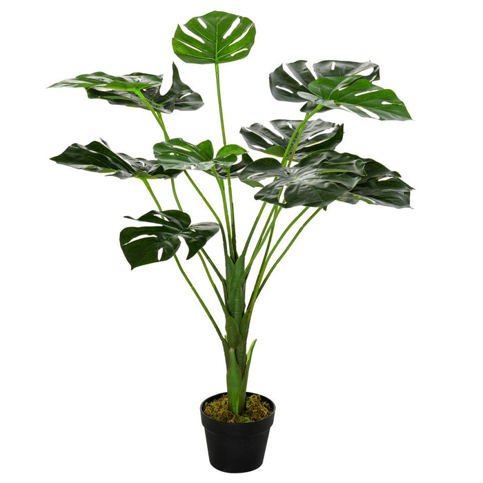 Realistic Artificial Monstera Tree - 13 Leaves, 85cm Tall - No Maintenance, Quality Plastic - Perfect for Home & Commercial Areas