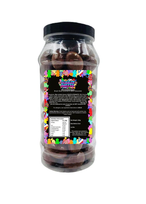 Milk Chocolate Brazil Nuts Jar - Retro Sweets Gift - High Quality Treats - Free Delivery