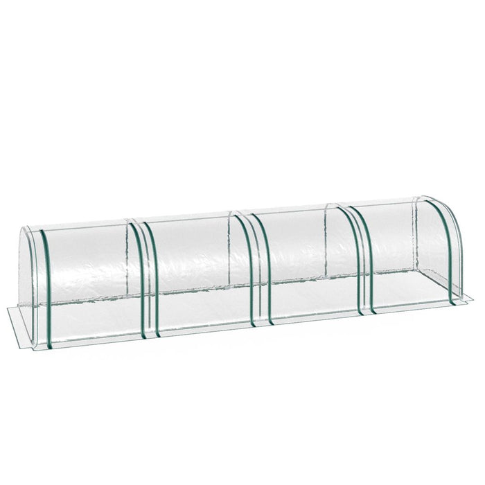 Outsunny Tunnel Greenhouse Steel Frame, Zipper Doors, Clear