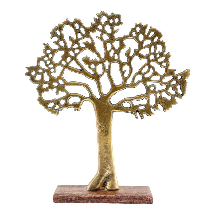 Stunning Antique Gold Tree On Wooden Base - Must-Have Home Decor