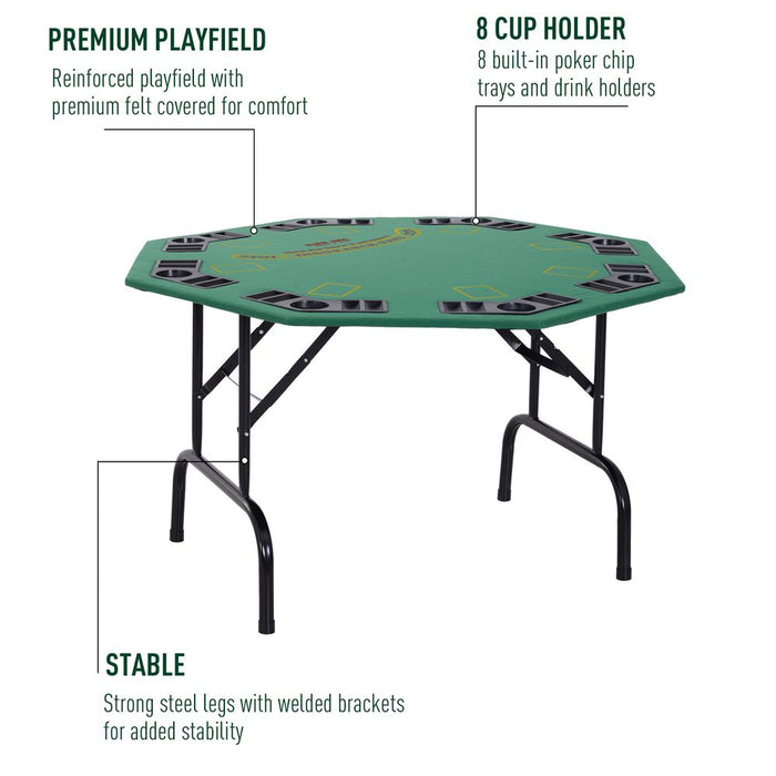 High-quality Folding Poker Table with Cup Holders & Chip Tray - HOMCOM