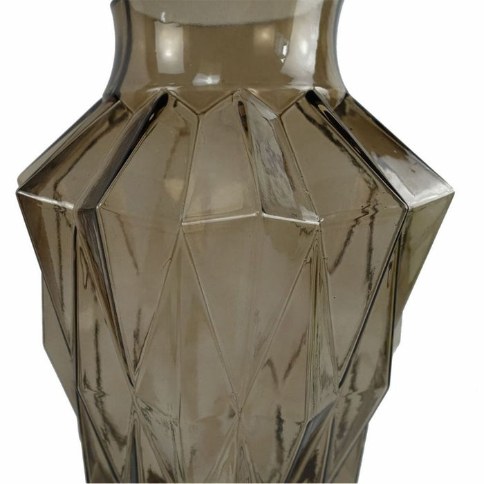 Premium Geometric Glass Vase - 30cm - Brown, Contemporary Design - High Quality Craftsmanship - Ideal for Real and Artificial Flowers