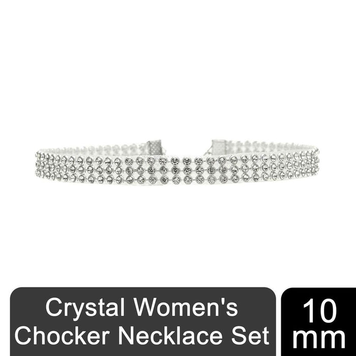 Flo Crystal Women's Chocker Necklace Set, 10mm, 16mm, or 25mm