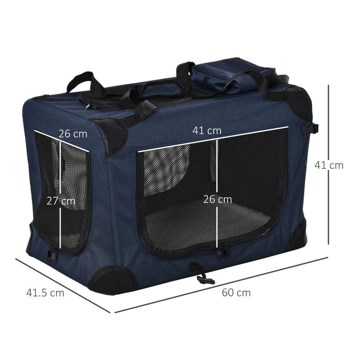 Foldable Pet Carrier Bag 60cm - Soft, Portable Cage for Cats & Puppies with Cushion & Storage