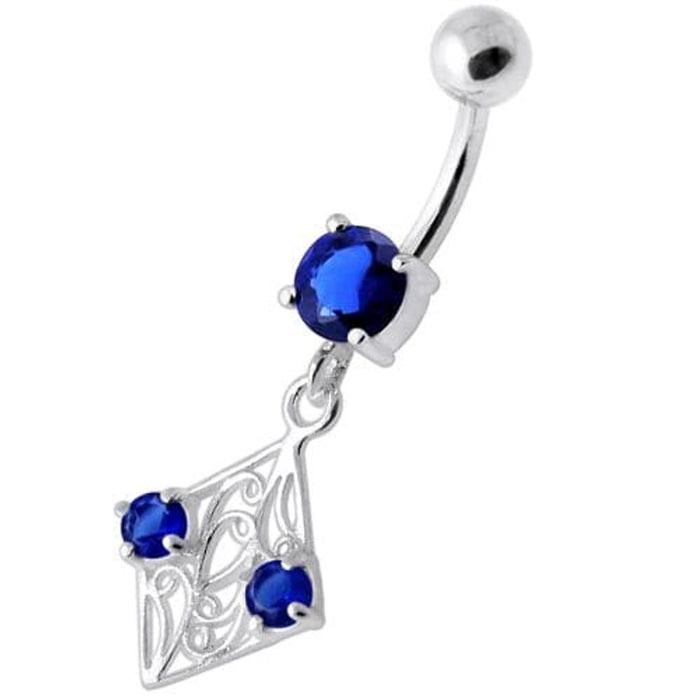 Fancy Jeweled Dangling Navel Bar