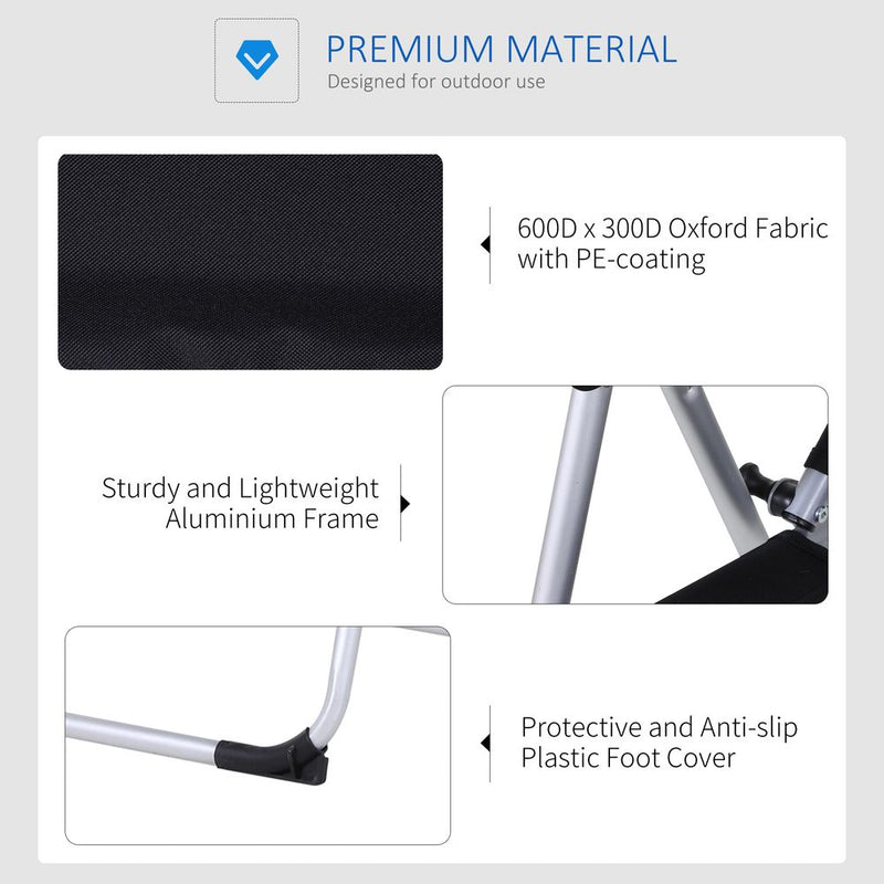 Premium Metal Frame 3-Position Adjustable Outdoor Chair, Black- Comfortable & Durable - Free Headrest