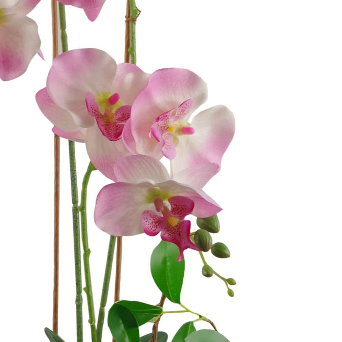 Captivating 65cm Artificial Orchid - Light Pink in Glazed Planter