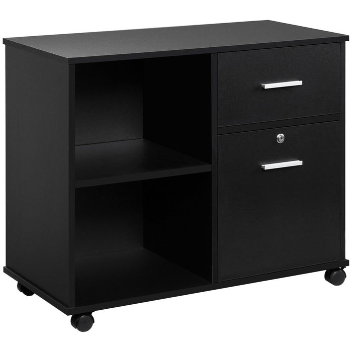 Filing Cabinet Mobile Printer Stand  Drawer for A4 Size Files, Black Vinsetto