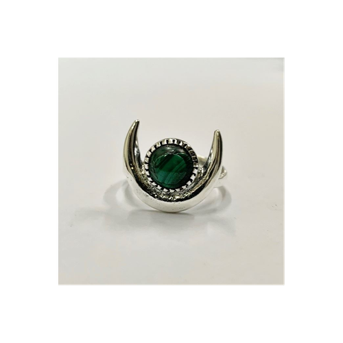 Halo Half Moon Ring, Malachite
