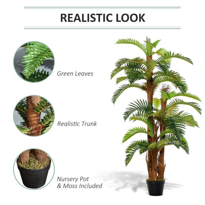 Realistic Artificial Fern Tree - 36 Leaves, 150cm - High-Quality Fake Plant with Nursery Pot - Perfect for Home and Commercial Spaces