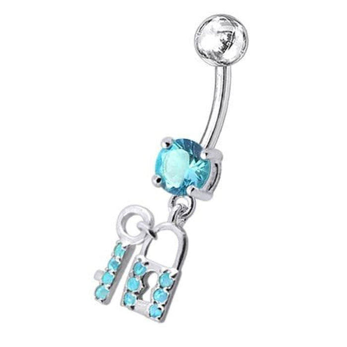 Fancy Jewelled "Lock & Key" Dangling Belly Ring