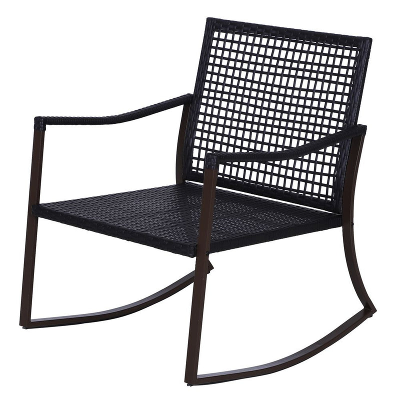 Outdoor Rocking Chair Bistro Set - 3PCS - Brown/Cream - Free Cushions
