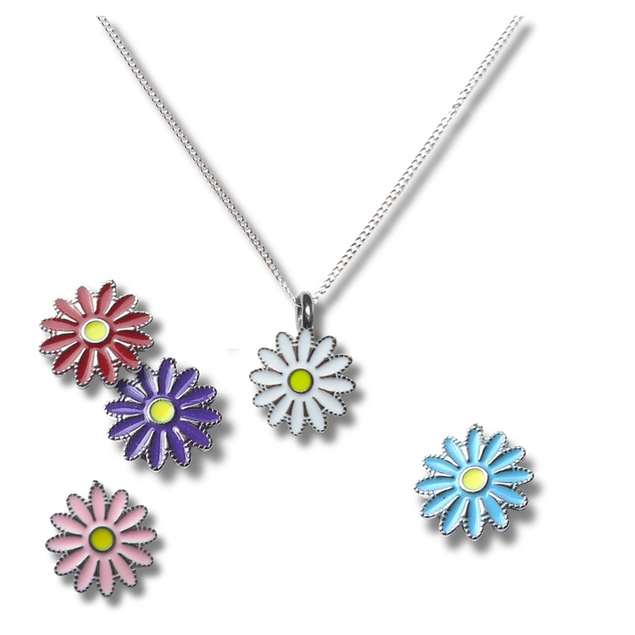 Girls Silver Daisy Charm Necklace | Ideal Birthday or Christmas Gift