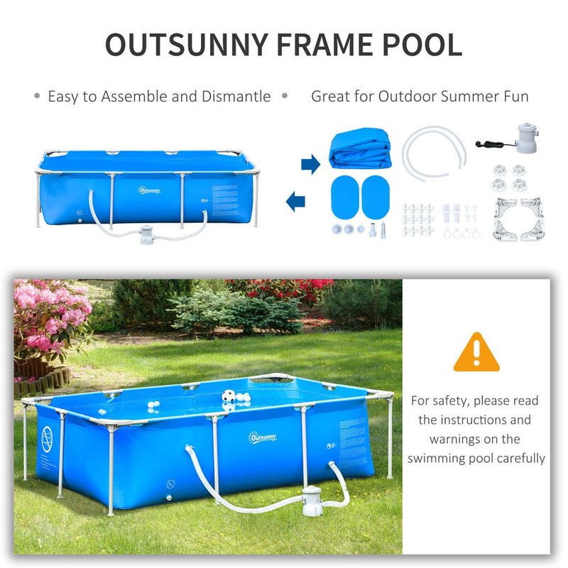 Steel Frame Pool & Filter Pump & Cartridge Rust Resistant 252 x 152 x 65cm Blue