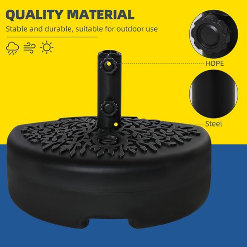 Outsunny Half Round Patio Umbrella Base for 3.8 cm or 4.8 cm Pole, Black