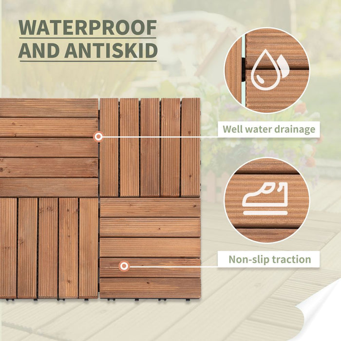 High-Quality 27 Pc Interlocking Wood Deck Tiles - DIY Flooring for Outdoor & Indoor Spaces - Anti-Slip & Water Drainage