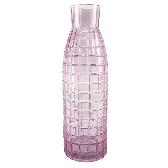 49cm Tall Pink Square Glass Vase