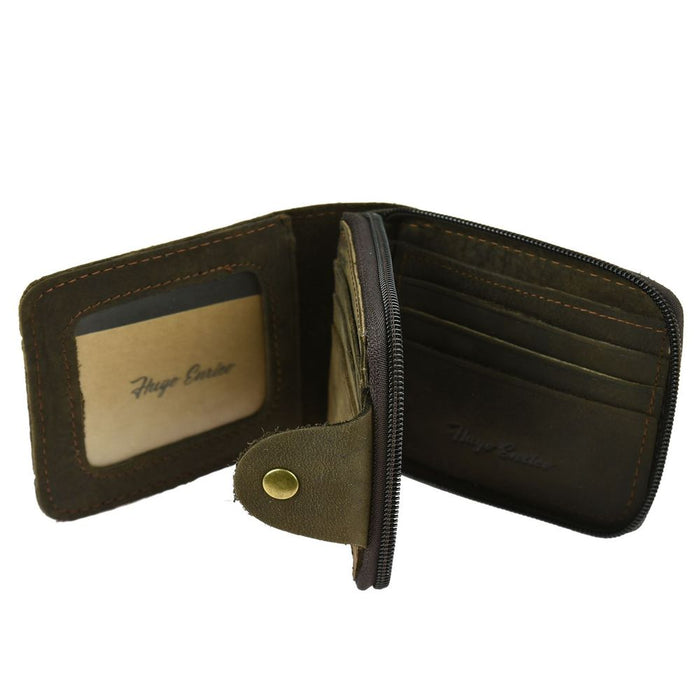 Hugo Enrico Wallet-Brown Design 19 - Genuine Leather Bifold - Stylish & Functional