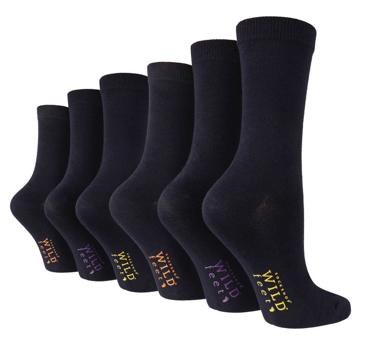 Wildfeet - Ladies 6 Pair Value Pack Bamboo Socks with Foot Patterns