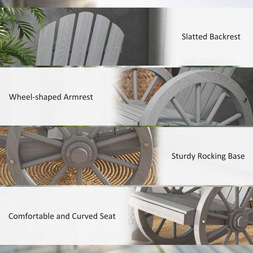 Outsunny Adirondack Rocking Chair Porch Poolside Garden Lounging Grey