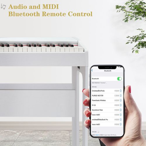 Glarry GDP-104 88 Keys Full Weighted Keyboards Digital Piano with Furniture Stand, Power Adapter, Triple Pedals, Headphone, for All Experience Levels White--Replace34914483