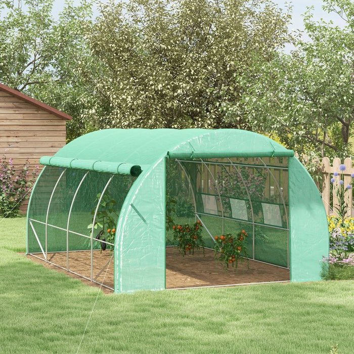 Premium Poly Tunnel Greenhouse - 4x3x2m, Steel Frame, Durable Plastic Cover, Easy Assembly - Ideal for Plant Growth & Shelter