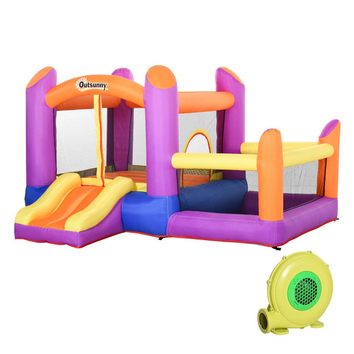 Outsunny Kids Bouncy Castle House Inflatable Trampoline Slide Water Pool 3 in 1 with Blower for Kids Age 3-8 Multi-color 2.8 x 2.5 x 1.7m