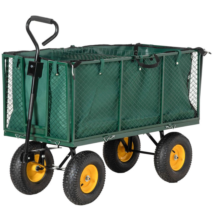 High-Quality 4-Wheel Garden Cart Truck - Green Trailer for Heavy Loads