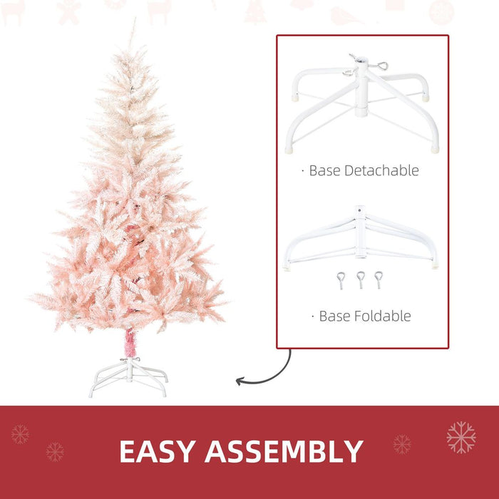 5FT Pink Artificial Christmas Tree Metal Stand Fully Pretty Home Office Joy