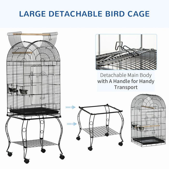 Spacious Bird Cage, Aviary Parrot Macaw Cockatiel Feeding Stand w/ Perch - High Quality!