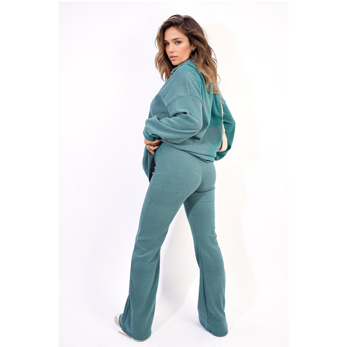 Metallic Long Sleeve Top and Wide Leg Trouser Co-ord