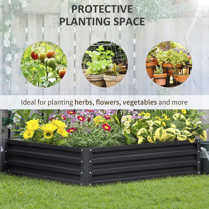 120x120cm Raised Garden Bed Planter Kit - Easy Setup, Grey - Grow Flowers & Vegetables Outdoors