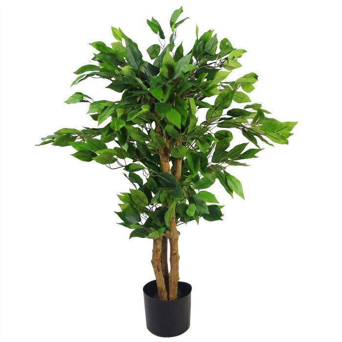 Realistic 90cm Artificial Evergreen Ficus Tree - Lifelike Indoor Decor - Perfect for Homes & Businesses - Botanically Accurate Foliage