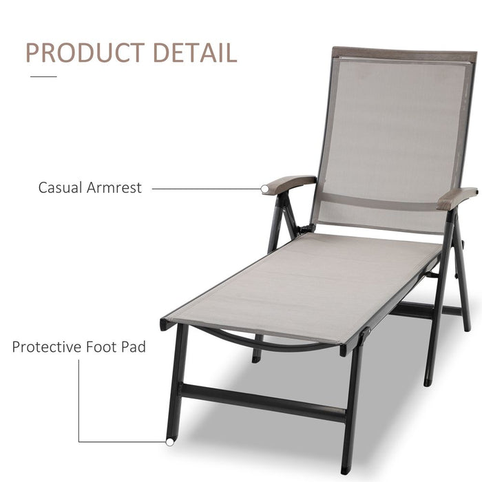 Folding Sun Lounger, Adjustable Aluminium Frame Brown