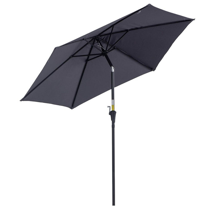 Outsunny 2.7m Patio Umbrella - Aluminum Frame, Grey