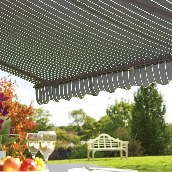 High Quality 2.5m Grey/White Berkeley Awning - Extend Your Outdoor Space Effortlessly