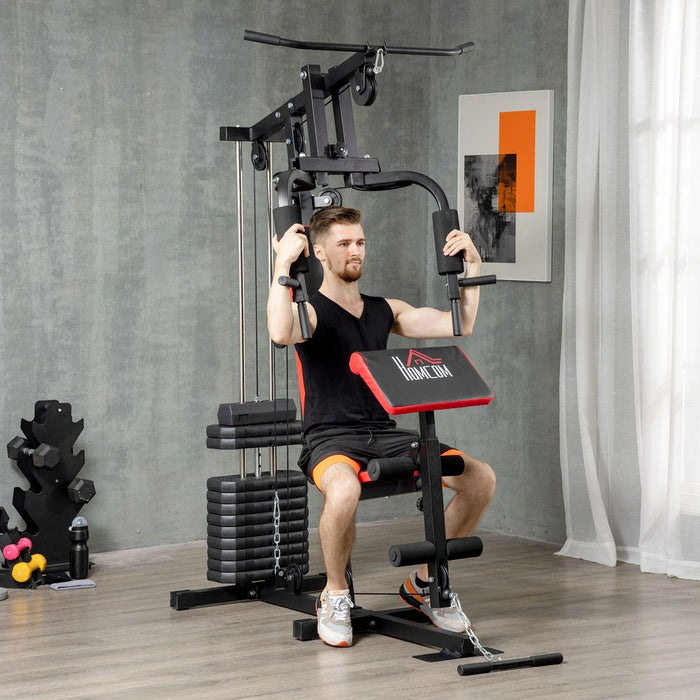 66kg Weight Multi Home Gym Machine for Full Body Strength Training, Red HOMCOM