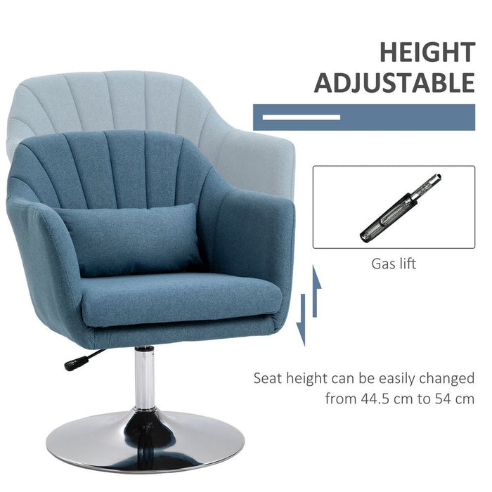 Premium HOMCOM Retro Swivel Tub Chair - Steel Frame - Blue - Cushion Seat - High Quality - Stylish Design