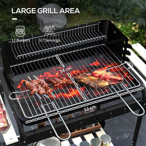 Outsunny Charcoal Barbecue BBQ Grill Trolley W/ 5-level Grill Height Ash Catcher