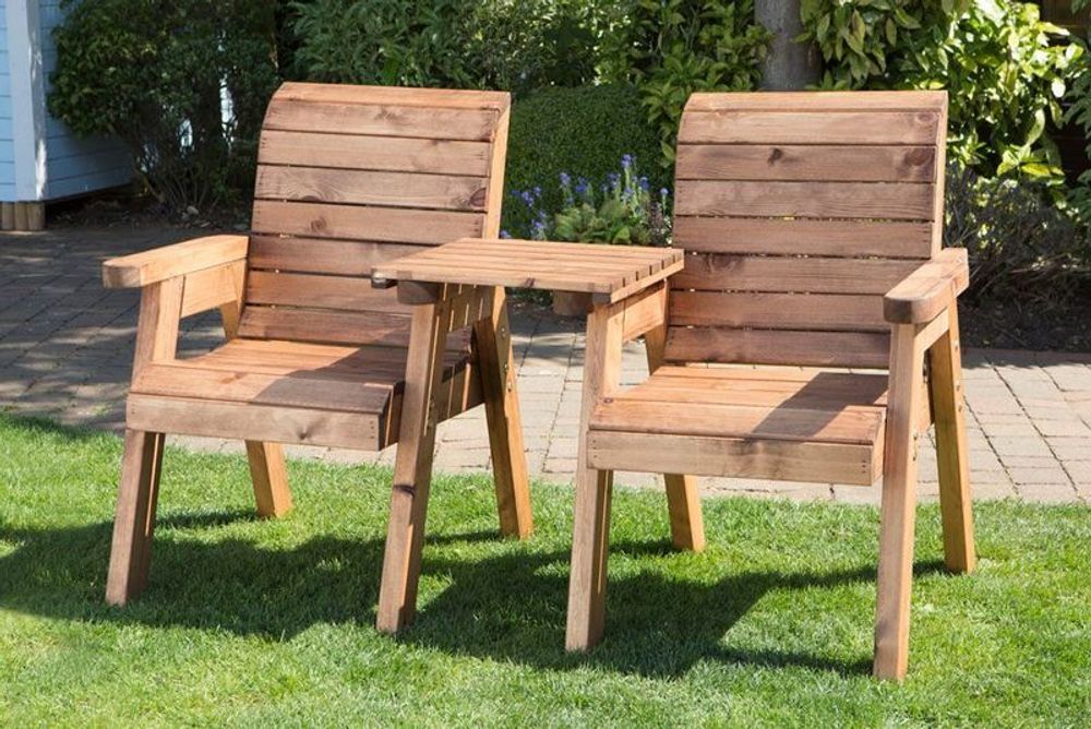 Twin Companion Set Straight - Handcrafted British Design, FSC Wood, Rustproof Bolting, 130kg Weight Limit - 10 Year Guarantee - White Glove Delivery