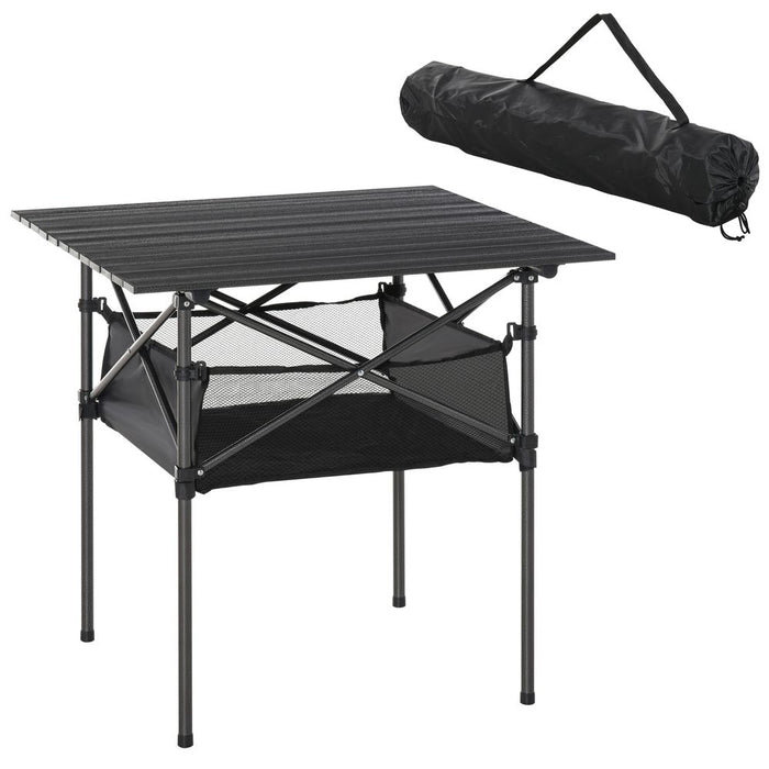 Portable Aluminum Camping Table with Roll-Top, Folding Design, Mesh Bag - High-Quality & Easy to Carry