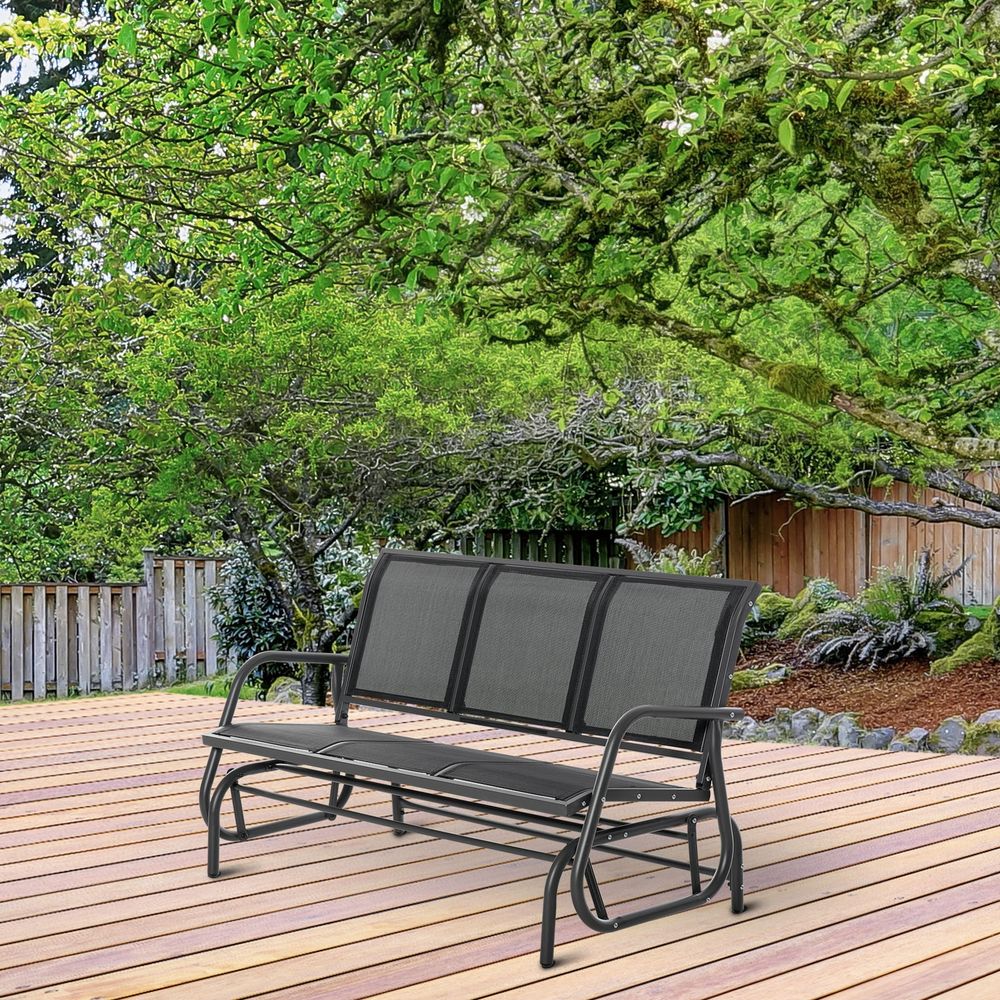 Outsunny 3-Seat Glider Rocking Chair - Metal Frame Patio Furniture ...